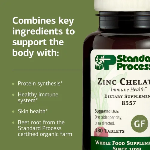 Vista 4 de Quelato de zinc de proceso estándar – Ofrece apoyo inmunológico natural y ayuda a la salud de la piel – Excelente fuente de zinc – Sin gluten, sin