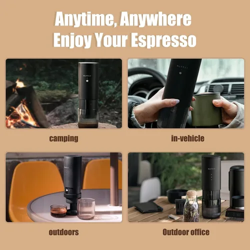 Vista 9 de Nuttii E-Coffee - Máquina de café espresso portátil, cafetera de viaje autocalentable de 20 bares, control de presión preciso para extracción