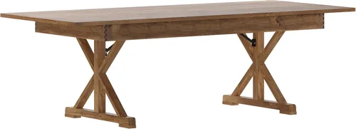 Vista 14 de Flash Furniture HERCULES - Mesa de granja plegable rectangular de pino macizo rústico antiguo de 8' x 40", color natural claro Grado comercial