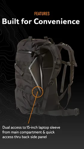 Vista 3 de Mystery Ranch Mochila de 2 días - Mochila táctica Molle Senderismo, 27L, Negro