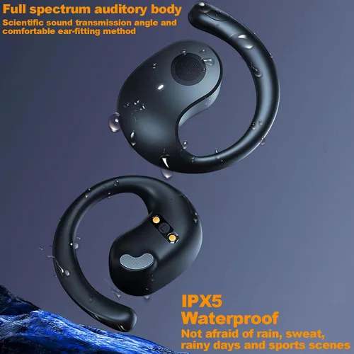 Vista 6 de Auriculares de conducción ultra ósea abiertos con audio inmersivo y llamadas claras, auriculares inalámbricos Bluetooth de ajuste estable, graves