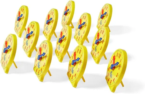 Vista 5 de Hand2mind Mini reloj con engranajes para enseñar y aprender a decir la hora - Reloj analógico de aprendizaje para niños y aulas (juego de 12)
