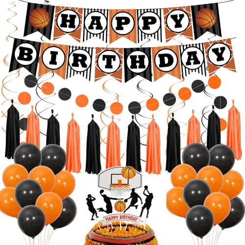 Vista 15 de Juego de 7 letras de baloncesto DIY feliz cumpleaños para niño pastel decoración de fiesta de pasteles deportes suministros de fiesta
