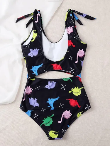 Vista 2 de WDIRARA Traje de baño de una pieza para mujer con tirantes halter y lazo cruzado