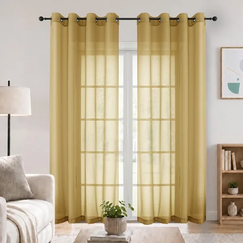 Vista 48 de OWENIE Cenefa transparente con ojales negros para ventanas, 2 paneles de 52