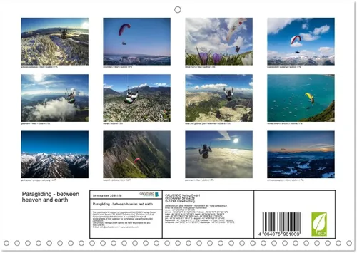 Vista 2 de Parapente - entre el cielo y la tierra (calendario mensual de pared 2025 11.7 x 16.5 pulgadas (abierto), calendario de 14 meses CALVENDO