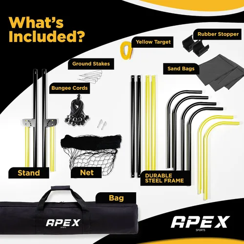 Vista 3 de Apex Sports Adjustable Volleyball Rebounder Net 7x4 ft – Bounce Back Training Equipment with Angle Customization for Practicing Volleying, Bumping