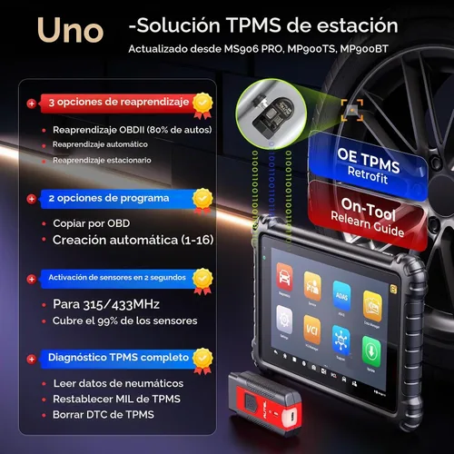 Vista 3 de Autel MaxiSys MS906 Pro-TS Escáner, actualización de herramienta de escaneo MS906PRO-TS 2026 MS906MAX MS906 PRO MP900BT, funciones TPMS superiores