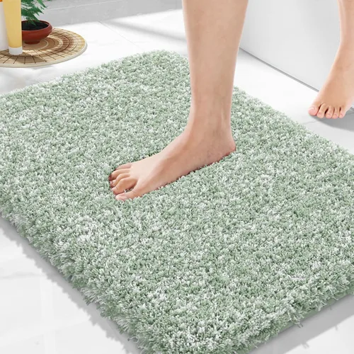 Vista 79 de Yimobra Alfombras de baño en negro y blanco antideslizantes lavables, tapetes de baño ultra suaves y absorbentes de agua, alfombra de ducha suave