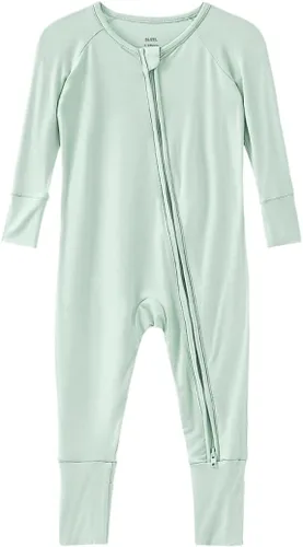 Vista 36 de Pijama de viscosa de bambú sin pies para niños y niñas, pijamas con cremallera para dormir y jugar, mameluco - 0-24 meses