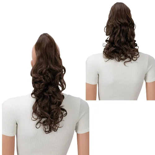 Vista 18 de PRETTYSHOP 16 o 20 pulgadas clip para el pelo en extensión cola de caballo 2 en 1 rizada resistente al calor