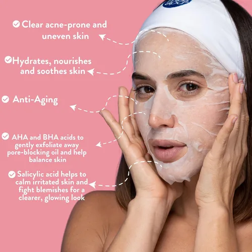 Vista 2 de MISS SPA Mascarilla facial para el cuidado de la piel, enzima de piel transparente para mujeres, mascarilla exfoliante para el acné, piel libre