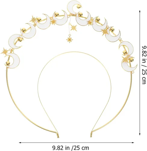 Vista 6 de NOLITOY Moon Stars Crown- Crystal Goddess Angel Crown Headband Rhinestone Wedding Tiara Glitter Floral Bridal Hair Band Headpiece Accessories for