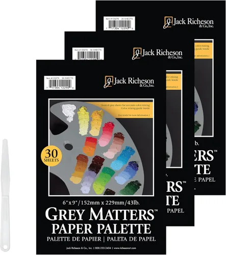 Vista 2 de Jack Richeson Grey Matters - Paleta de papel desechable, 6 x 9 pulgadas, 30 hojas