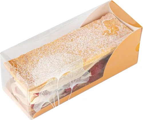 Vista 2 de Restaurantware Caja rectangular de plástico transparente Eclair, 100 unidades Naranja