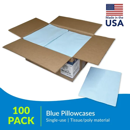 Vista 2 de Avalon 703 Fundas de Almohada Desechables, Azul, 21" de Ancho x 30" de Largo (Paquete de 100) ― Fundas de Almohada de Un Solo Uso ― Tejido