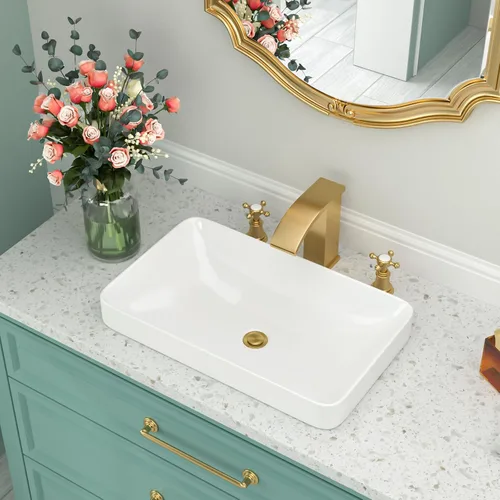 Vista 10 de Fregadero redondo de cerámica blanca de 13 pulgadas con forma ovalada de porcelana sobre mostrador, fregadero de arte moderno Beslend 13 Inch