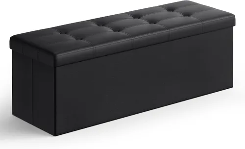 Vista 23 de Songmics Funda de piel sintética plegable – Banco de almacenamiento otomano reposapiés