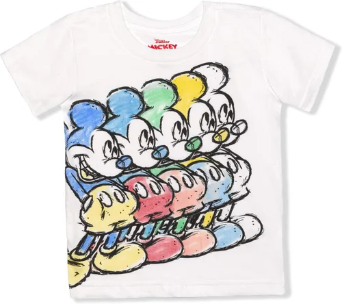 Vista 4 de Disney Mickey Mouse - Paquete de 2 camisetas para niños pequeños, color azulblancogris, Blanco