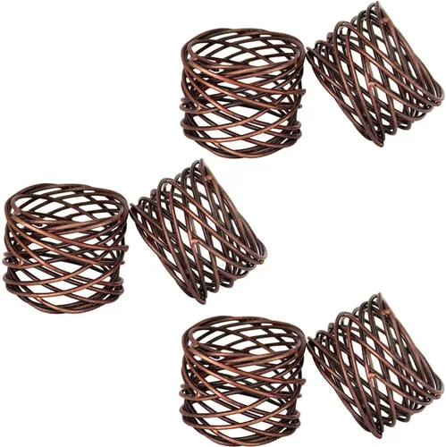 Vista 2 de ITOS365 Servilleteros de malla redonda de cobre hecho a mano para fiestas de mesa de comedor todos los días, juego de 4 Bronce