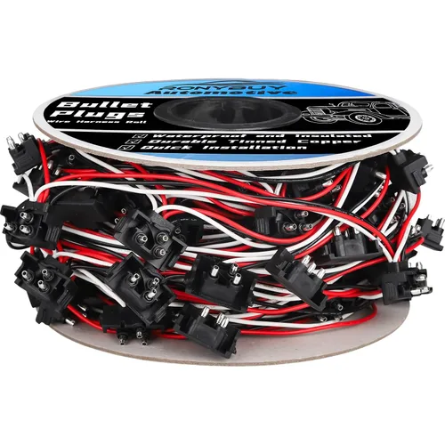 Vista 8 de 20x Enchufes de 3 Cables, Rollo de Arnés de Cable Tipo Bala Triple Macho, Arnés Pigtail de 3 Clavijas en Ángulo Recto 18AWG para Luz
