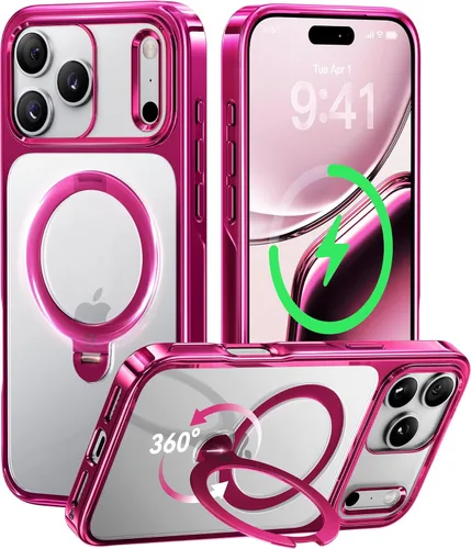 Vista 42 de CASEKOO Funda plateada brillante para iPhone 17 Pro con soporte magnético giratorio de 360 grados [compatible con MagSafe]