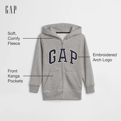 Vista 2 de GAP Sudadera con capucha y cremallera completa con logotipo para niños