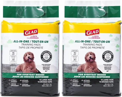 Vista 24 de Glad Almohadillas para cachorros de carbón negro para mascotas, almohadillas desechables súper absorbentes para orina de perro, almohadillas
