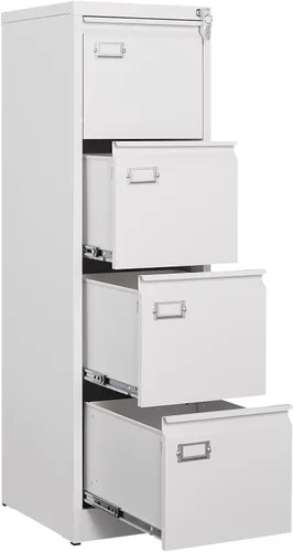Vista 7 de Archivador móvil con cerradura, 2 cajones, pequeño gabinete rodante para oficina en casa, legal/carta/A4 (negro)