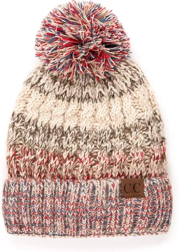 Vista 2 de C.C Exclusives - Gorro con pompón para mujer, diseño de semilla de invierno.