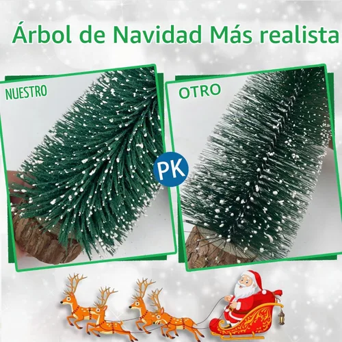 Vista 4 de mini Christmas Tree Bottle Brush Christmas Trees with Wooden Bases Christmas Decorations for Party Table top decer Christmas Tree （5pcs） Verde