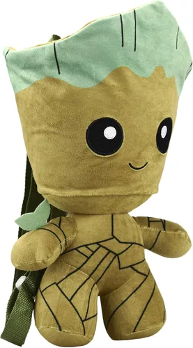 Vista 2 de Marvel Groot - Mini mochila de felpa juvenil, forro polar verde con licencia oficial de star wars silent one crew., osfa