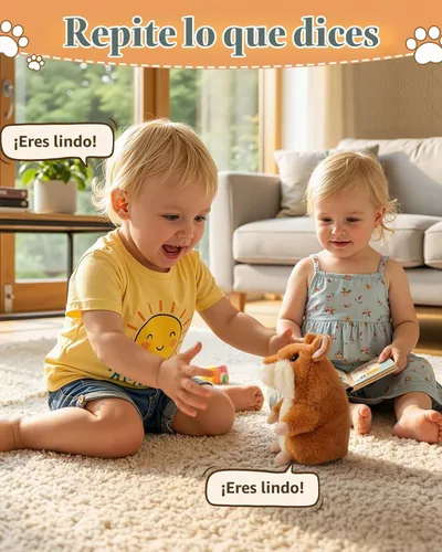 Vista 3 de Hámster parlante de peluche que repite lo que dices de Halobang, regalo para niños