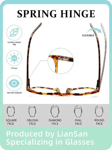 Vista 5 de LianSan Gafas de distancia fotocromáticas resistentes para mujeres - con bisagra de resorte