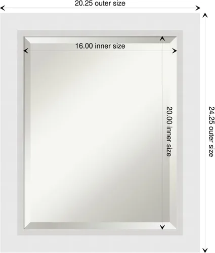 Vista 4 de Amanti Art Espejo de pared blanco de 24 x 20 pulgadas, espejo de baño rectangular blanco blanco para decoración de pared de sala de estar, marco