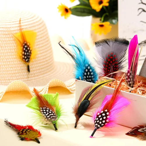Vista 3 de 20 plumas para sombrero, plumas surtidas para sombreros, accesorios coloridos de plumas reales para hombres y mujeres (estilo mixto)