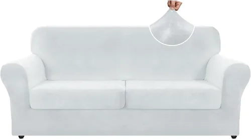 Vista 53 de ZNSAYOTX Fundas elásticas para silla de terciopelo de lujo con brazo, 2 piezas, para sala de estar, funda gruesa y suave, antideslizante, protector