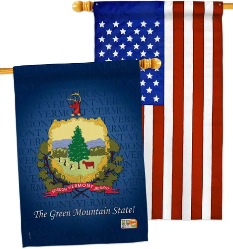 Vista 6 de Banderas de Estados Vermont House Pack Regional Estados Unidos Territorios Americanos República País Particular Área Pequeña Decorativa Patio Banner