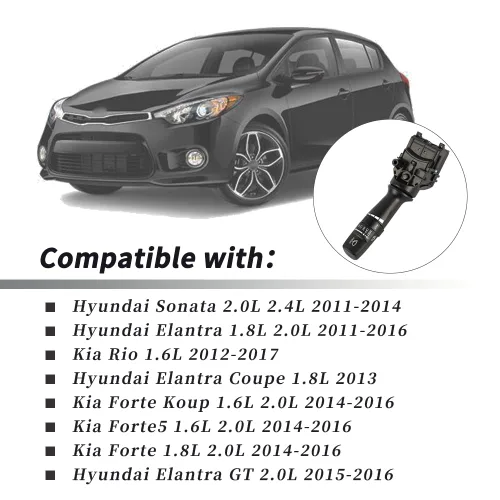 Vista 2 de Interruptor de control del limpiaparabrisas 934201U000 compatible con Hyundai Sonata 2.0L 2.4L 2011-2014, Elantra 1.8L 2.0L 2011-2016, Kia Rio 1.6L