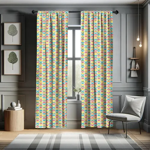 Vista 5 de Ambesonne Arrow Window Curtains, Illustration of Colorful Repetitive Arrows Pointing Downwards on a Plain Background, Lightweight Decor 2-Panel Set