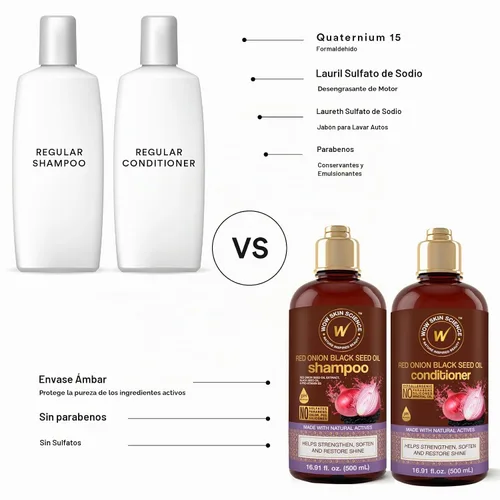 Vista 5 de WOW Skin Science Champú y acondicionador Red Onion Black Seed Duo 16.9 oz