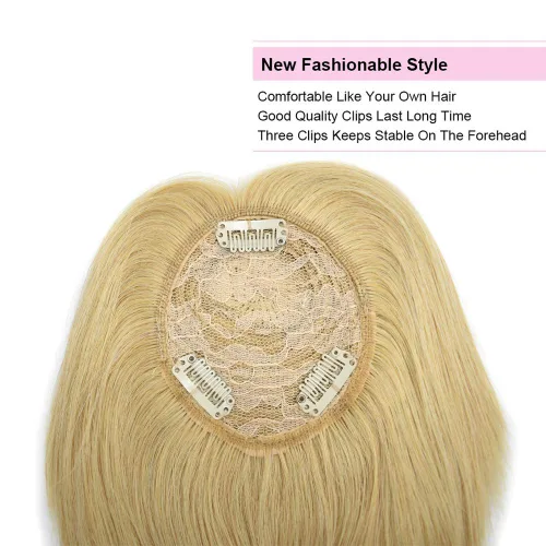 Vista 2 de LYRICAL HAIR Extensiones de cabello humano Remy con clip, lacio, con flequillo, para mujer, con cabello delgado, postizo de corona