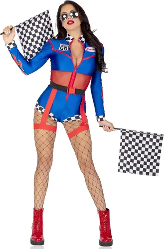 Vista 3 de Leg Avenue Womens 2 PC Cherry Bomb Racer Halloween Costume with Flame Detail