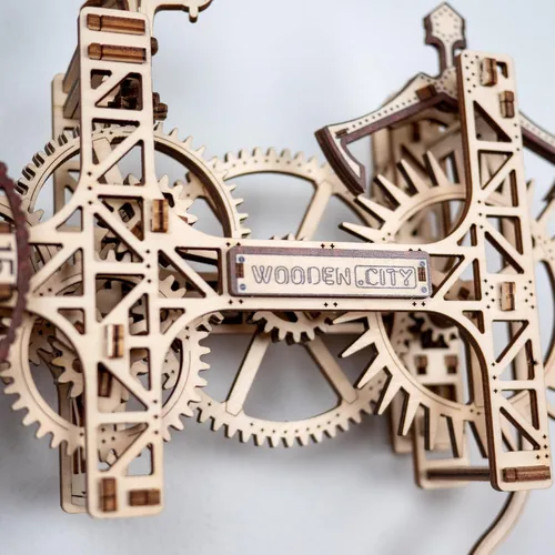 Vista 7 de WOODEN.CITY - Kit de reloj mecánico Steampunk, rompecabezas de madera 3D