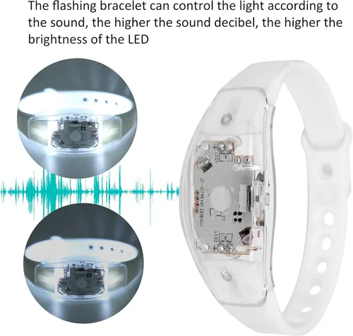 Vista 6 de plplaaoo Pulsera LED, pulsera LED de ciclismo, pulsera de silicona ajustable con luz LED, luces de correr para corredores, bandas reflectantes