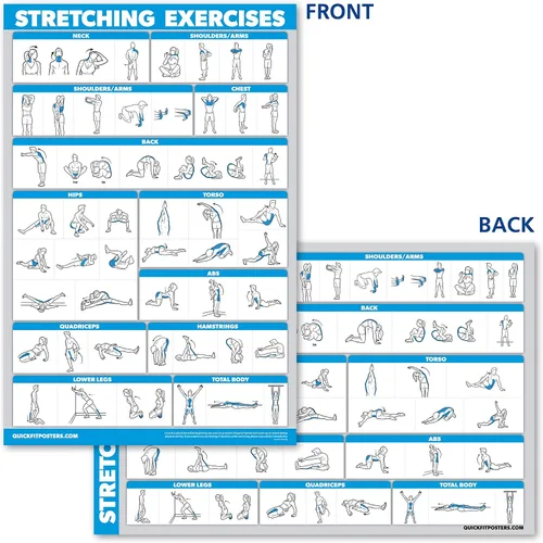 Vista 6 de QuickFit - Juego de 10 carteles de ejercicios: con mancuernas, suspensión, pesas rusas, bandas de resistencia, estiramientos, peso corporal