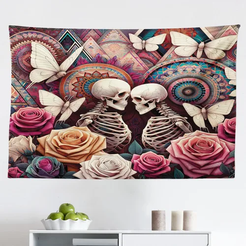 Vista 121 de Ambesonne Tapiz Trippy, vista panorámica de la cascada con bosques de ensueño y mandala oriental psicodélico, decoración de tela para colgar