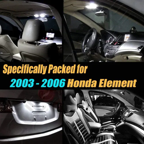 Vista 2 de Paquete de 8 bombillas LED para interior de automóvil, color blanco superblanco, 6000 K, compatible con Honda Element 2003-2006