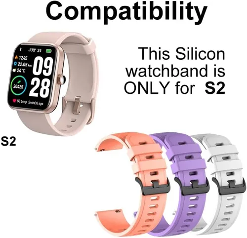 Vista 3 de smaate Correa de reloj de silicona para S2, compatible con TOZO S2 reloj inteligente de 1.69 pulgadas, correa de repuesto deportiva transpirable