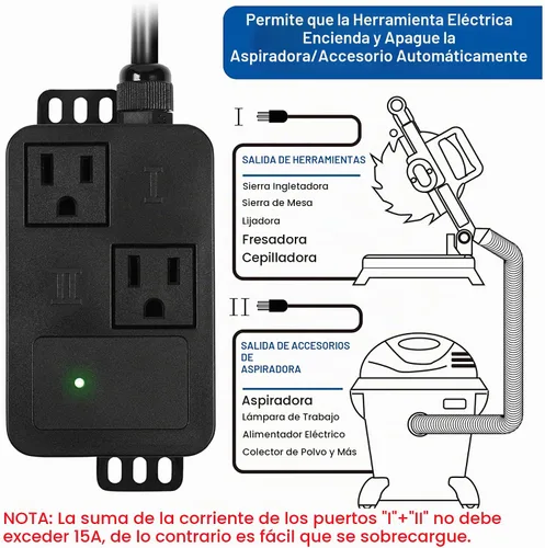 Vista 2 de Interruptor de vacío automático para herramientas eléctricas, interruptor automático de control de polvo con tecnología única de detección